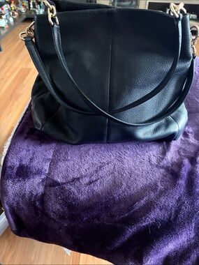 Classic Leather navy blue Tote Bag - Elegant Everyday Carry